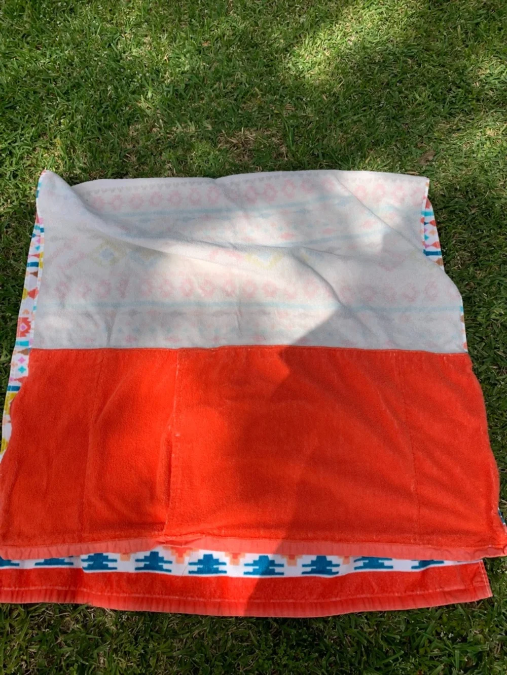 Vera Bradley Coral, Teal & Mustard Geometric Stripe Towel 65x32 Oversized